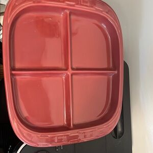 Red Divided Serving Platter